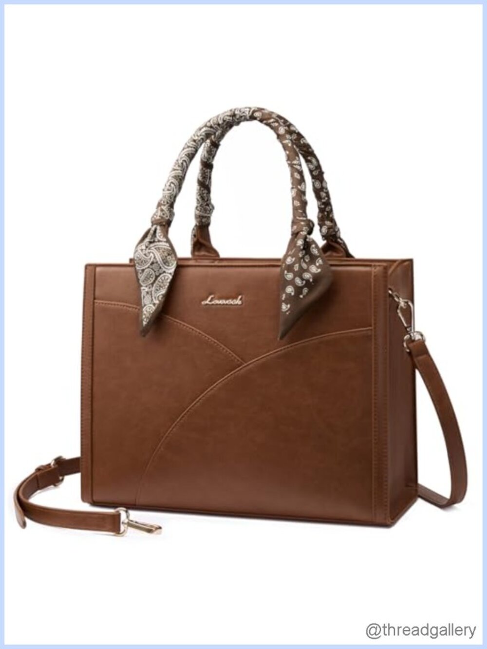 LOVEVOOK Waterproof PU Leather Tote Purse Satchel with Scarf and Strap